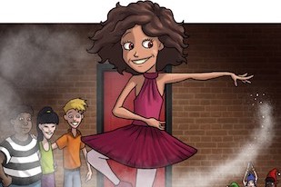 lazy Girl holding up a drawing