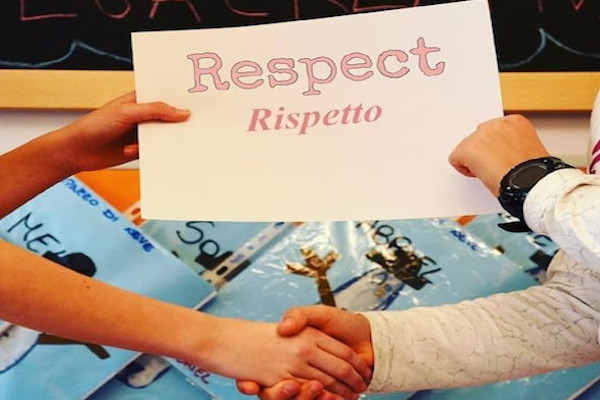 two girls looking off camera